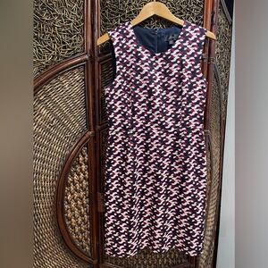 J. Crew Pink and Black Geometric Midi Dress